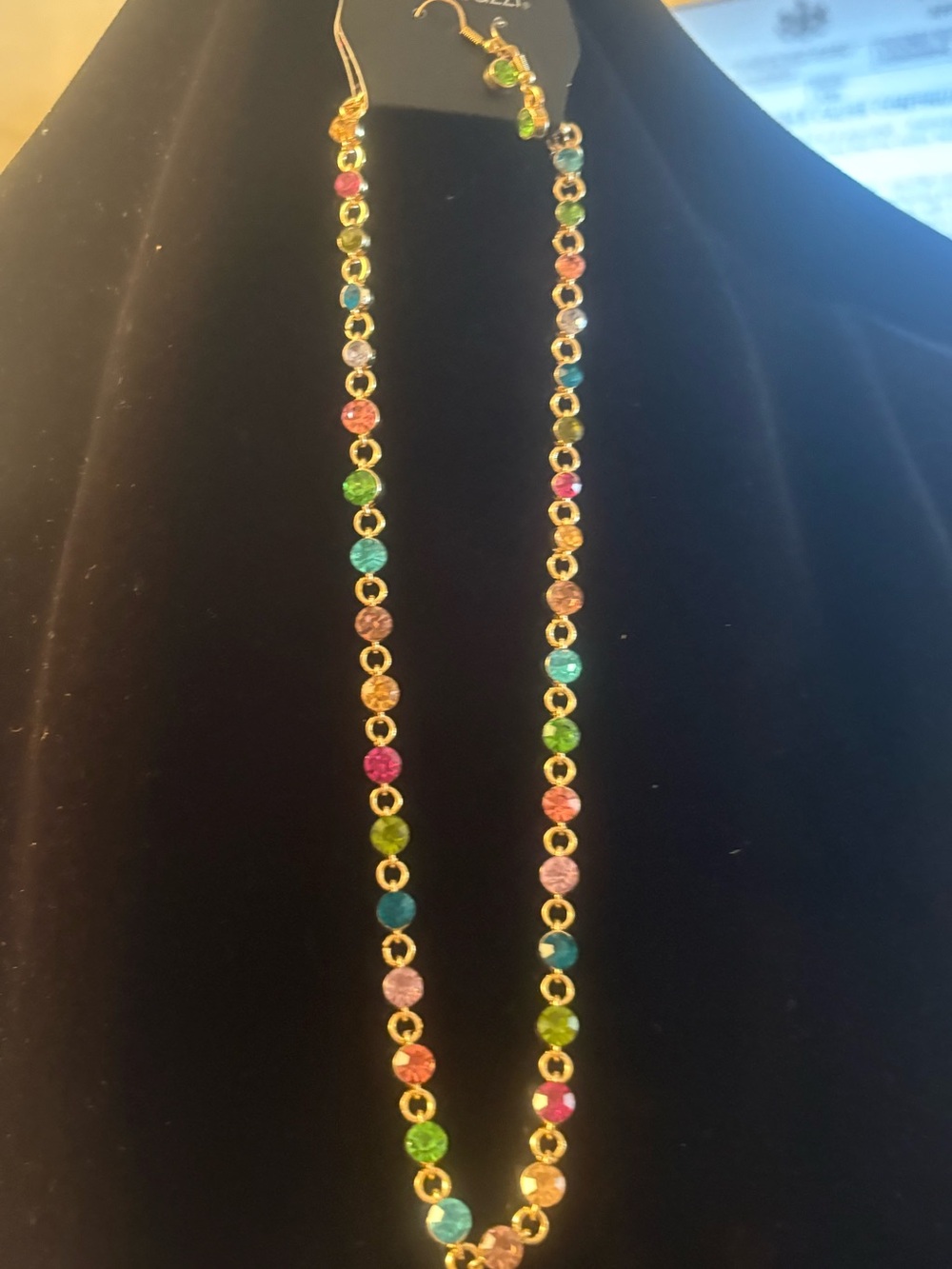 Multicolor Crystal Station Gold Chain Necklace by Paparazzi